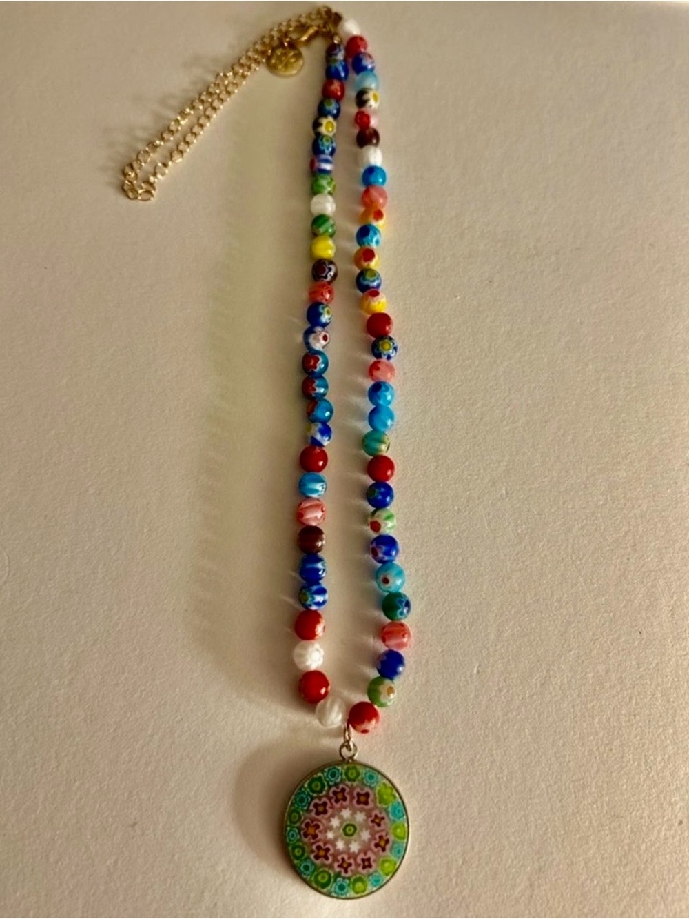 NWOT Necklace Murano Millefiori glass pendant Plunder millefiori bright beads